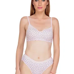 Liigne Pack Of 4 Star Printed Everyday Padded Bra Pure Cotton Lingerie Sets image 3