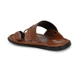 DODA Men Tan One Toe Synthetic Leather Comfort Sandals image 5