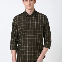 Peter England Casuals Men Slim Fit Opaque Checked Casual Shirt-picture-25
