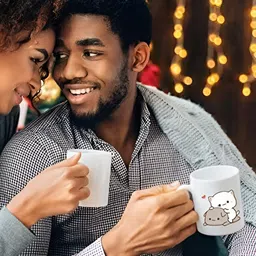 Mr UVD White & Grey Graphic Printed Ceramic Glossy Mug 350 ML image 2