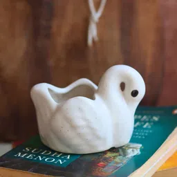 WEAVING HOMES White Ceramic Swan Planter image 2