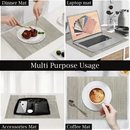 LUXEHOME INTERNATIONAL Grey 4 Pieces Textured Heat-Resistant & Anti-Skid Table Placemats image 3