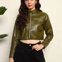 BAESD Women Leather Lightweight Crop Biker Jacket-picture-19