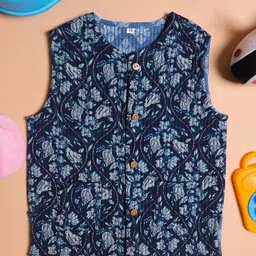 Sangria Boys Printed Pure Cotton Collarless Quilted Jackets-picture-14