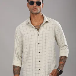 PAUL STREET Men Standard Slim Fit Windowpane Checks Checked Casual Shirt-image-27
