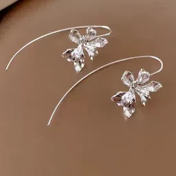 VAGHBHATT Silver-Plated Floral Shaped Drop Earrings-picture-54