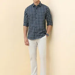 Allen Solly Tartan Checks Checked Spread Collar Slim Fit Cotton Shirt image 2