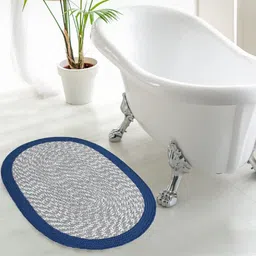 Homzz Blue Cotton Braided Oval Shaped Doormat-image-4