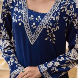 HERE&NOW Floral Embroidered Thread Work Kurta with Palazzos image 5