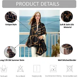 Alexvyan Women Printed Satin Stole image 2