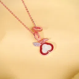 GIVA Girls 925 Silver Rose Gold-Plated Animal Shaped Zircon Studded Pendants with Chains-picture-36