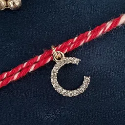 Digital Dress Room C Letter Initial AD Studded Thread Rakhi-picture-29