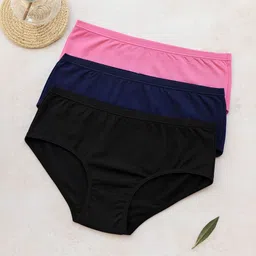 FiveFlag Pack Of 3 Combed Cotton Mid-Rise Hipster Briefs-picture-29