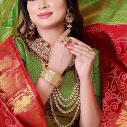 AKSH FASHION Red Silk Blend Sarees-image-65