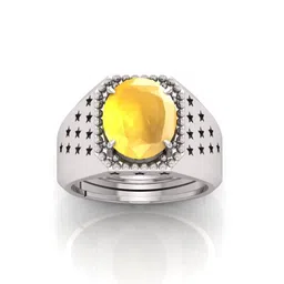 RRVGEM 14.00 Ratti Silver Plated Adjustable Yellow Sapphire Ring-picture-49