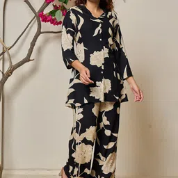 Banwaree Printed Shirt Collar Shirt With Palazzo image 2