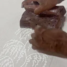 Chidiyaa Safed Oatmilk Floral Block Printed Round Neck Pure Cotton Kurti image 3