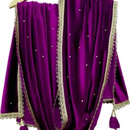 orifab Velvet Embroidered Purple Women Dupatta-picture-18