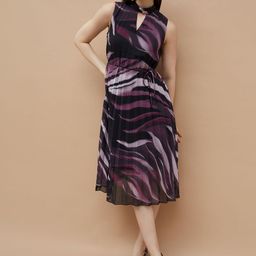 CODE by Lifestyle Women Accordion Pleats Cut-Outs Choker Neck Fit & Flare Dress-picture-39