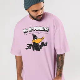 FLYIND VOGUE OUTFIT Men Looney Tunes Bio Finish Graphic Printed Cotton Oversized T-shirt image 4