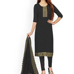 HERE&NOW Embroidered Silk Georgette Unstitched Dress Material-picture-24