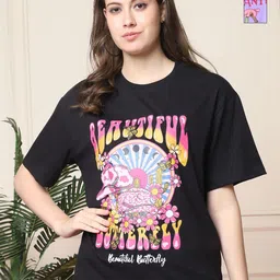 Tromko Women Pack of 2 Pink Panther Graphic Printed Round Neck Cotton Oversized T-shirts-picture-15