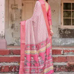 ALMAARI FASHION Checked Zari Pure Silk Banarasi Saree image 5