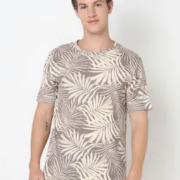 R&B Men Floral Printed Round Neck Cotton T-shirt-picture-31