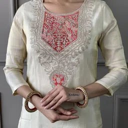 Moda Rapido Women Floral Embroidered Regular Sequinned Kurta with Trousers & With Dupatta image 5