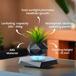 Ekhasa Black 2 Pieces Magnetic Levitating Pots With Marble Base & Cable image 3