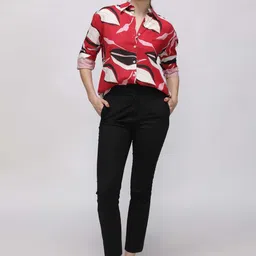 IDK Women Abstract Printed Shirt Collar Regular Sleeves Shirt Style Tops-picture-38