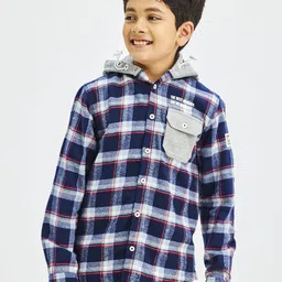 NO MONDAYS Boys Relaxed Hood Checked Cotton Casual Shirt-picture-38
