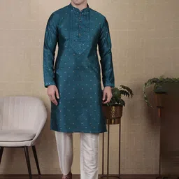 Koshin Men Floral Embroidered Kurta with Pyjama-image-21