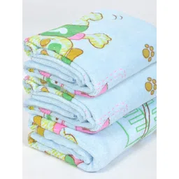 FABINALIV Blue & Green 3 Printed Cotton 420 GSM Bath Towel image 2