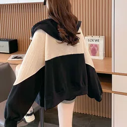 JC Mode Women Colourblocked Hooded Long Sleeves Front-Open Sweatshirt image 4
