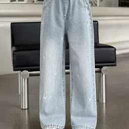 LULU & SKY Girls Straight Fit Slash Knee Heavy Fade Jeans-picture-21