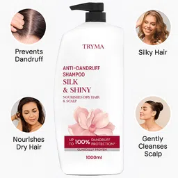 TRYMA Silk & Shiny Anti Dandruff Shampoo- 1 L image 3