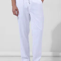 The Indian Garage Co 0924-LINJOG1-05-White-30 Men Relaxed Fit Mid-Rise Casual Trousers-picture-48