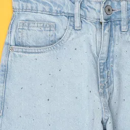 V-Mart Girls Regular Fit Mid-Rise Light Fade Jeans image 2