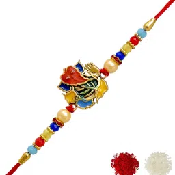 MEIRA JEWELLERY Set Of 3 Ganesha Rakhis With Greeting Card & Roli Chawal-picture-41