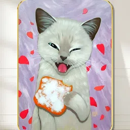 Myntra Elegant Homes Lavender & Grey Cute Winking Cat Wooden Wall Art-picture-32