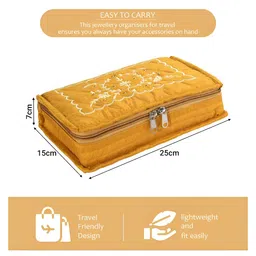 RUBOXA Yellow & Red 2 Pieces Embroidery 7-Compartments Jewellery Organisers image 3