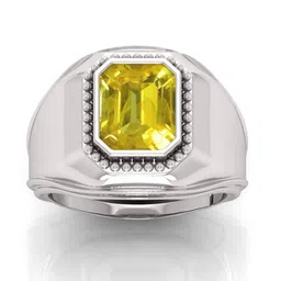 RRVGEM 6.00 KT Silver Plated Yellow Pukhraj Gemstone Adjustable Ring-picture-10