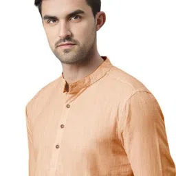APEKTRA Band Collar Roll-Up Sleeves Slim Fit Short Kurta image 2