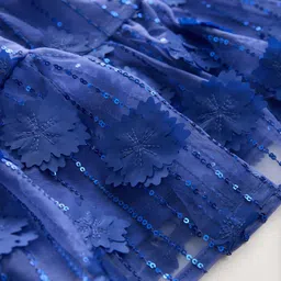 NEXT Girls Floral Puff Sleeve Applique Net Fit & Flare Dress image 3