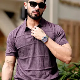 Maniac Self Design Polo Collar Cotton Slim Fit T-shirt-picture-10