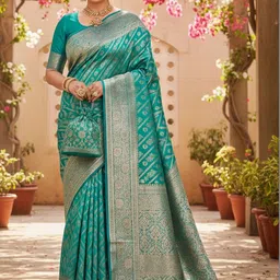 NIWAA Woven Design Zari Silk Blend Heavy Work Saree-picture-26