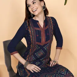 Anouk Ethnic Motifs Printed Mandarin Collar Straight Kurta image 1