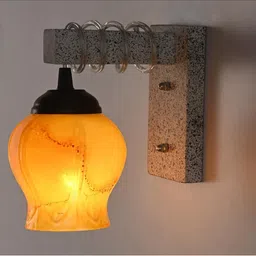 1ST TIME Yellow & Yellow Textured Wood Abstract Shaped Shaped Wall Lamp-picture-13