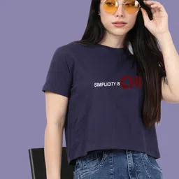 Esplendido Women Typography Printed Round Neck Pure Cotton Slim Fit T-shirt image 4